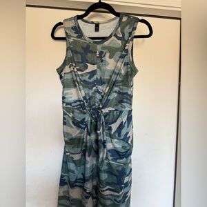 Camo Knot-Front Sleeveless Dress